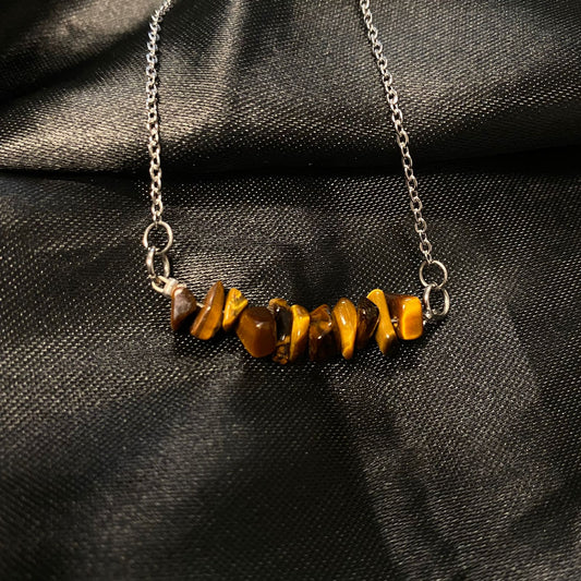 Tigers Eye Chip Necklace (Stainless Steel)