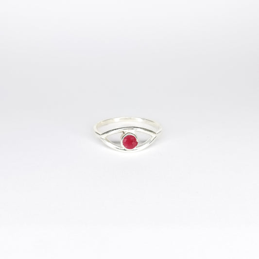 Pink Tourmaline Eye Ring |Silver