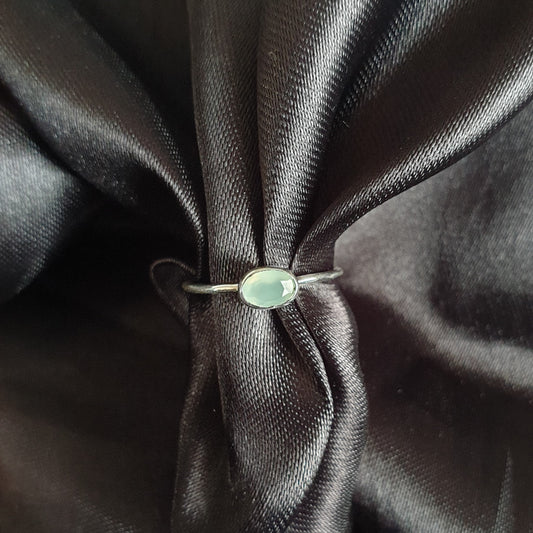 Blue Onyx Oval Facet Stack Ring