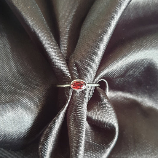 Garnet Oval Facet Stack Ring