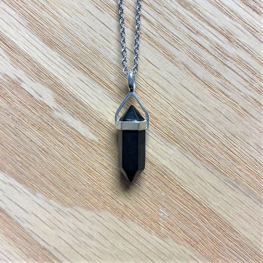 Shungite 22mm Pointed Pendant |Silver