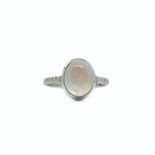 Moonstone Oval Cab Ring(8x10) |Silver