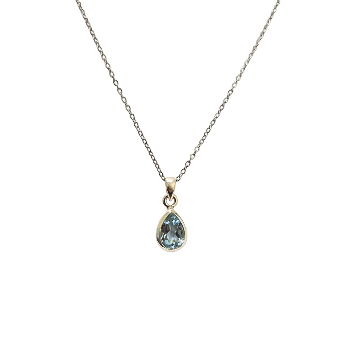 Blue Topaz Classic Pear Pendant (10x14)|Silver