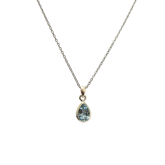 Blue Topaz Classic Pear Pendant (10x14)|Silver