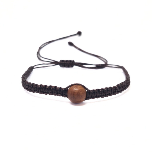 Sandalwood Single Bead Macrame Bracelet