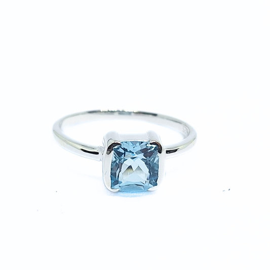 Blue Topaz Classic Square Ring |Silver