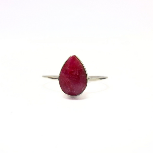 Ruby Julie Pear Ring |Silver