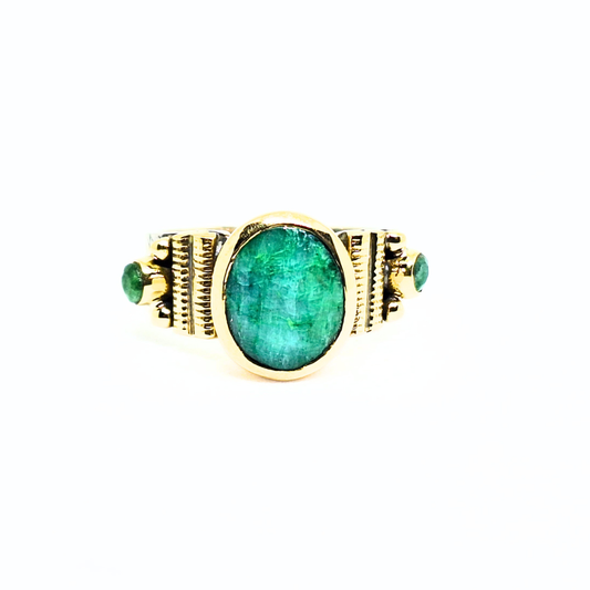 Emerald Ring |Silver & Brass