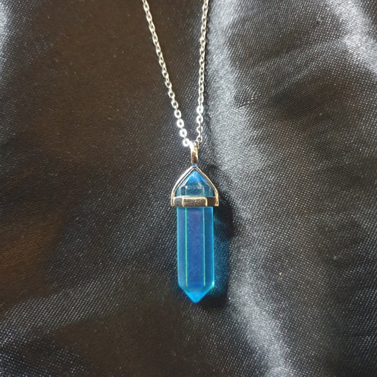 Aqua Aura Quartz Pointed Pendant