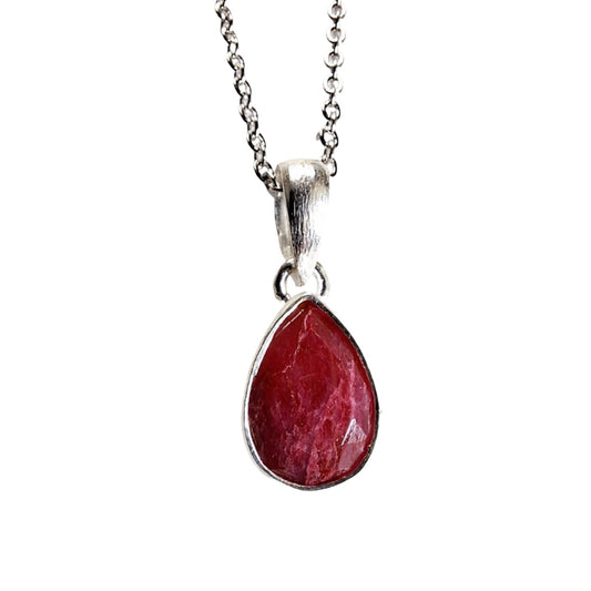 Ruby Classic Pear Pendant (9x12) |Silver