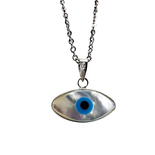 Evil Eye MOP Pendant (16x8) |Silver