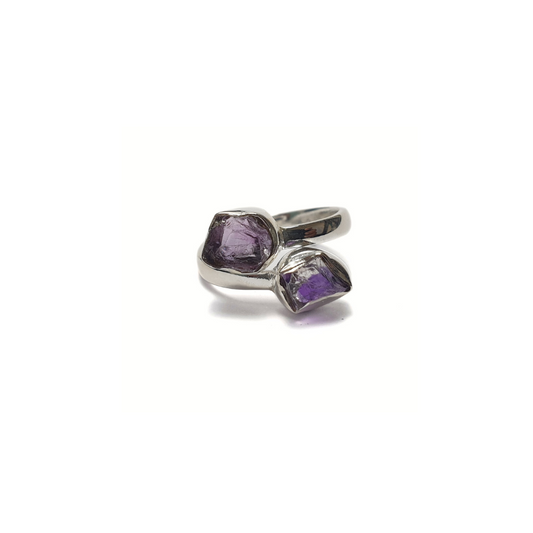 Amethyst Double Rough Ring