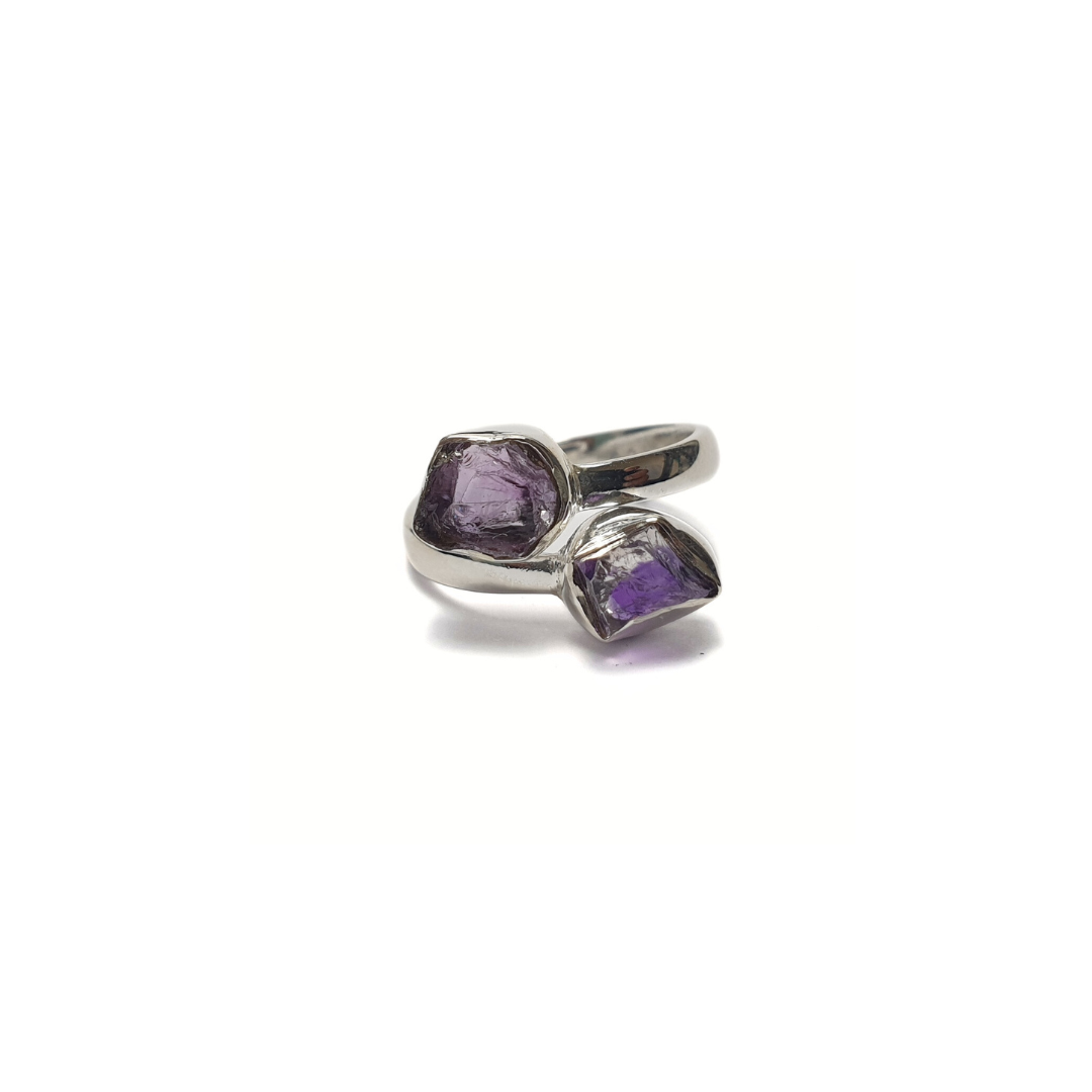 Amethyst Double Rough Ring |Silver