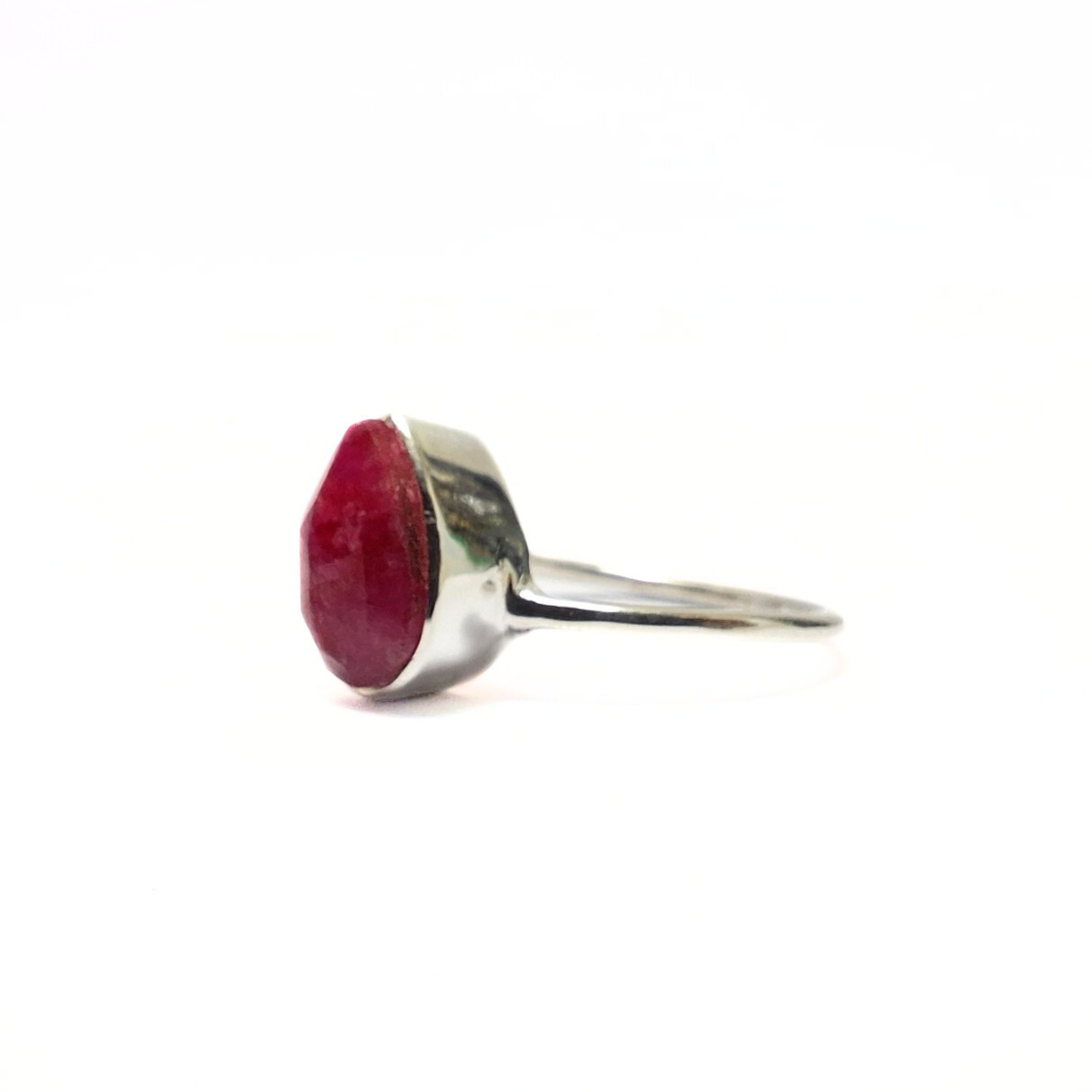 Ruby Julie Pear Ring |Silver