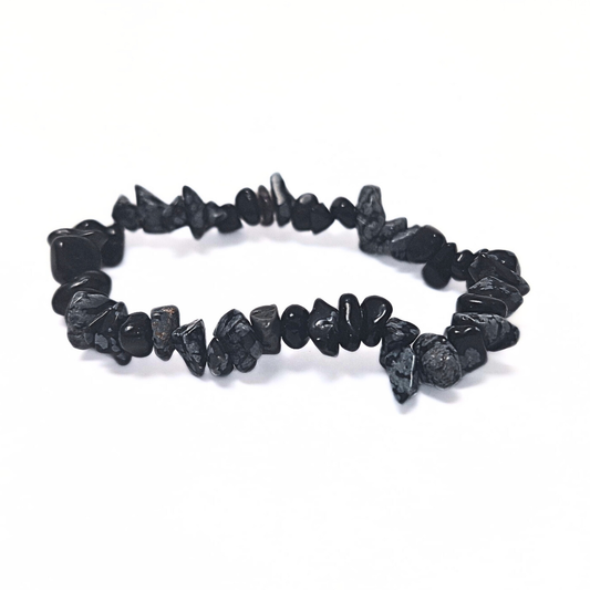 Snowflake Obsidian Chip Bracelet