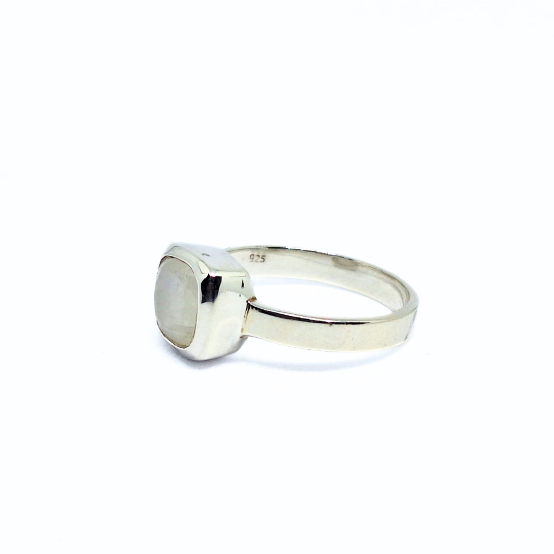 Moonstone Classic Square Ring |Silver