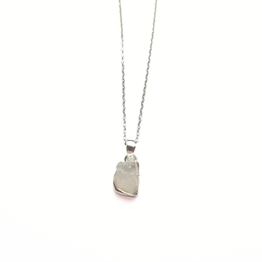 Moonstone Rough Pendant |Silver