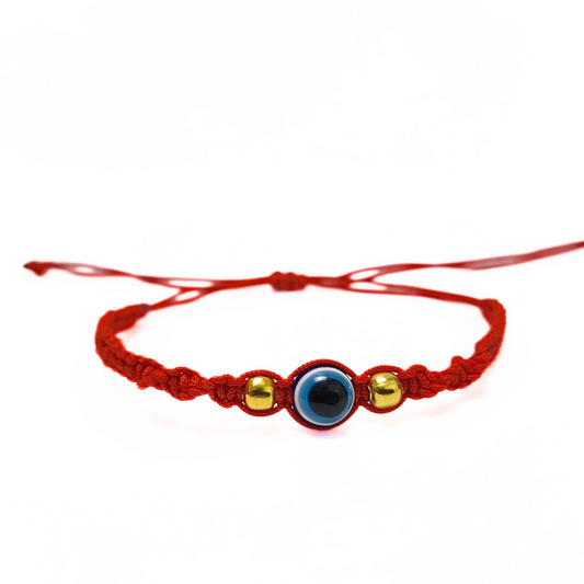 Evil Eye Macrame Bracelet (Red)