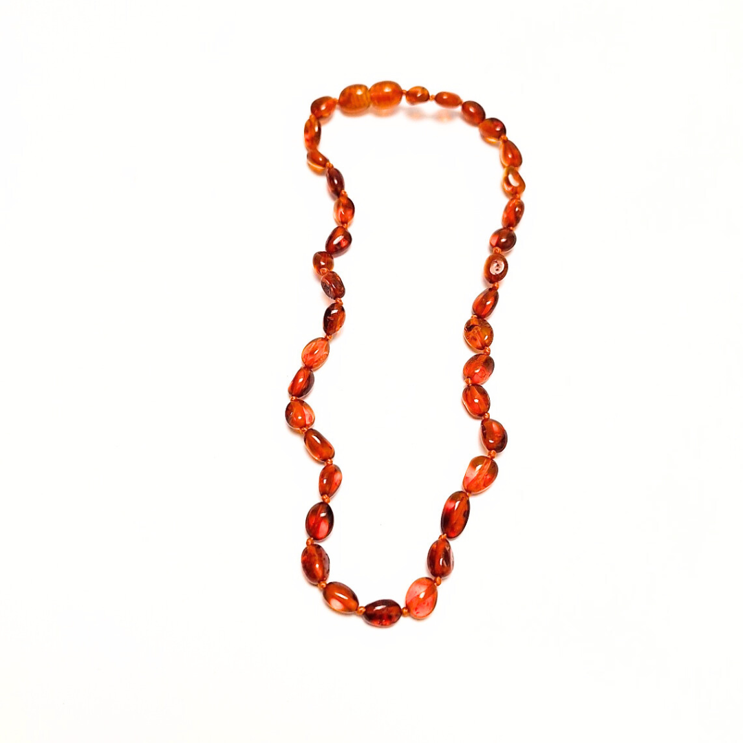 Amber Teething Necklace - Cognac