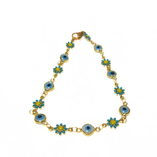 Evil Eye Daisy Anklet