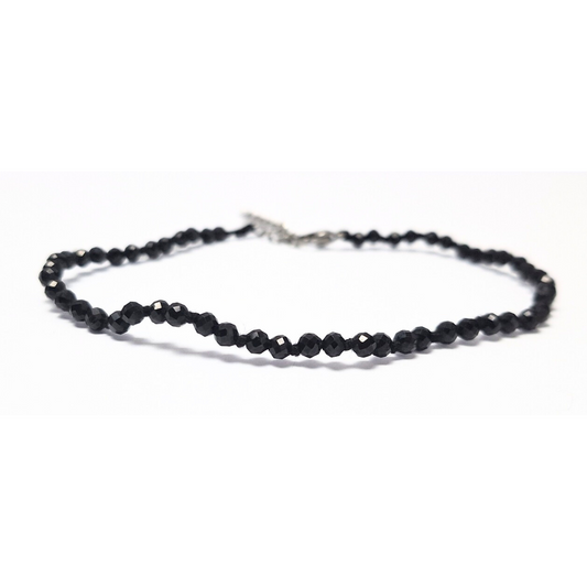 Black Tourmaline 4mm Facet Anklet