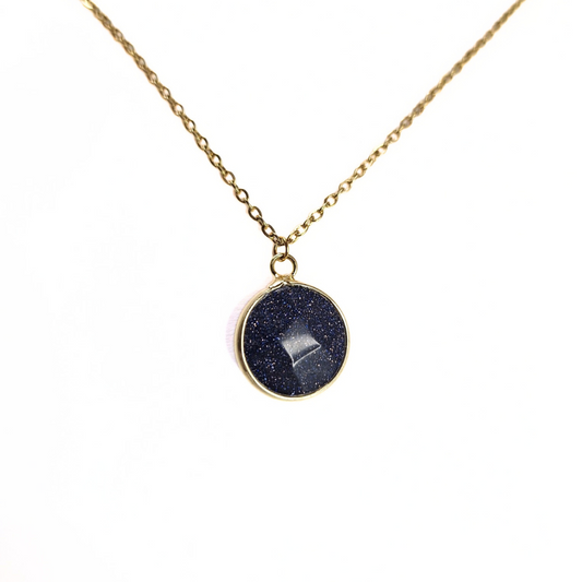 Blue Goldstone Disc Pendant