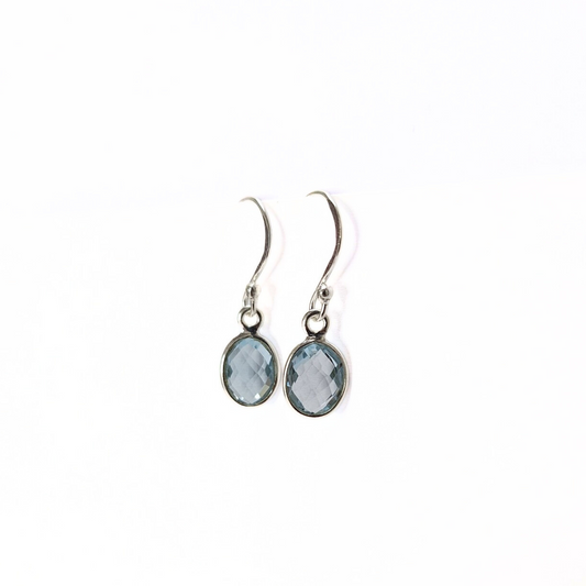 Blue Topaz Oval Earrings(7x9)|SIlver