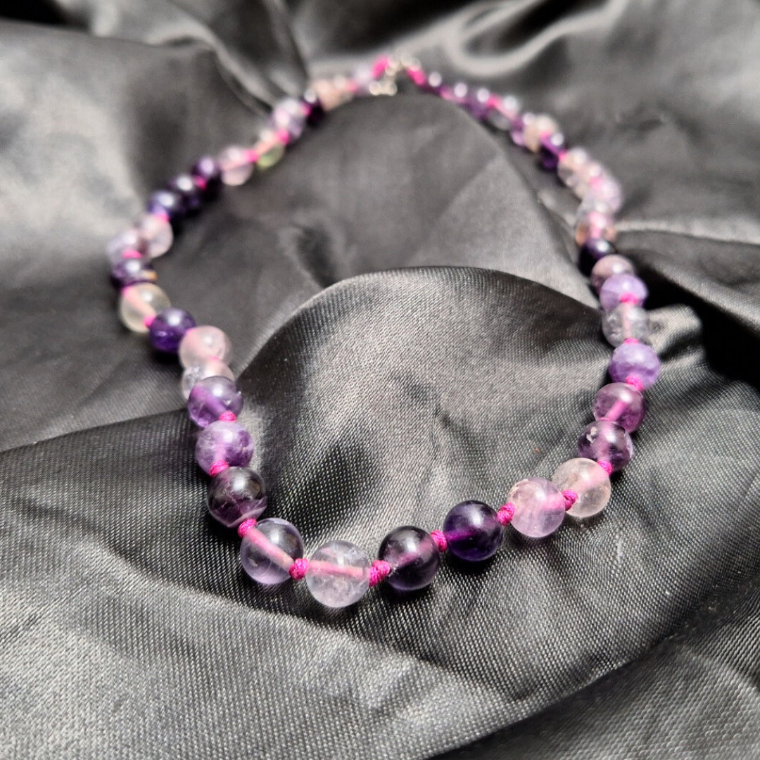 Purple Fluorite Beaded Necklace
