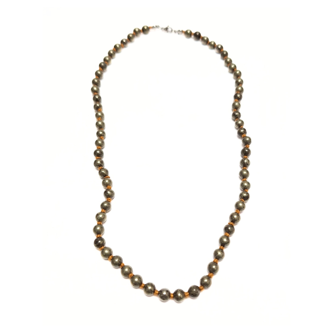 Pyrite 6mm Beaded Necklace