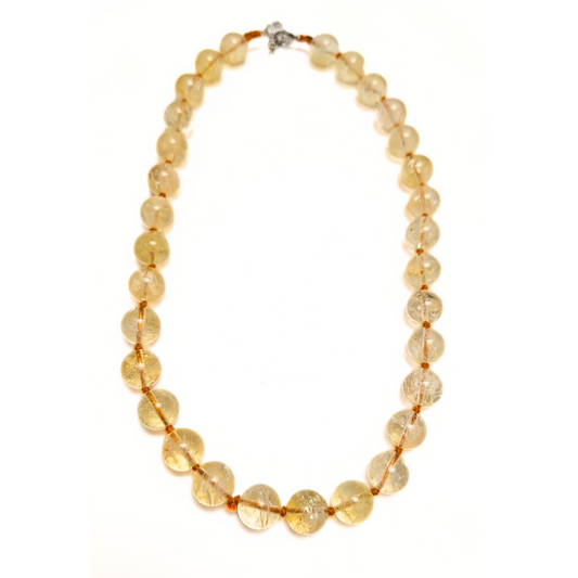 Citrine 12mm Beaded Necklace