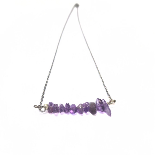 Amethyst Chip Necklace |Stainless Steel
