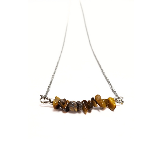 Tigers Eye Chip Necklace (Stainless Steel)