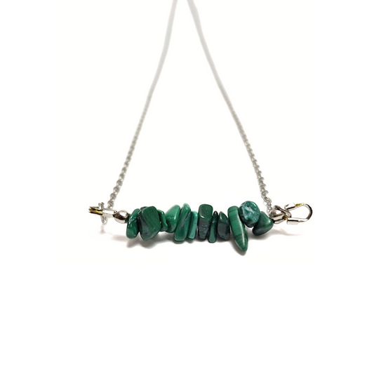Malachite Chip Necklace (Stainless Steel)