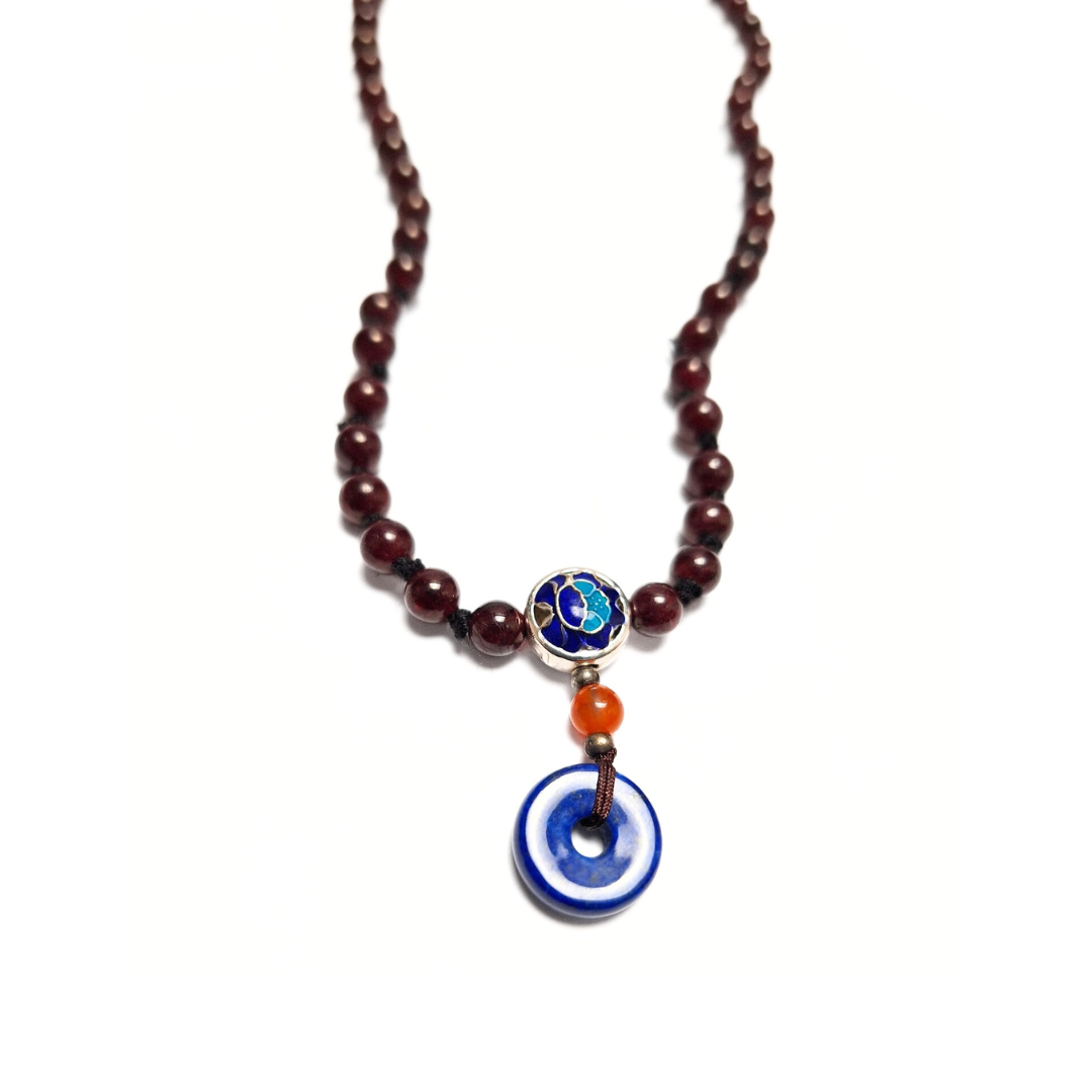 Garnet & Lapis Lazuli Beaded Necklace