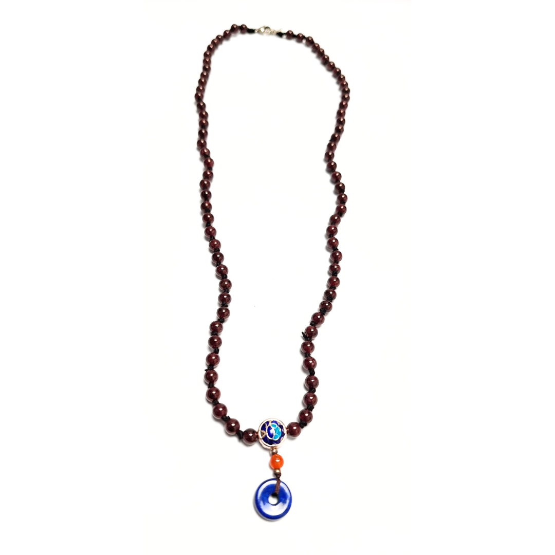 Garnet & Lapis Lazuli Beaded Necklace