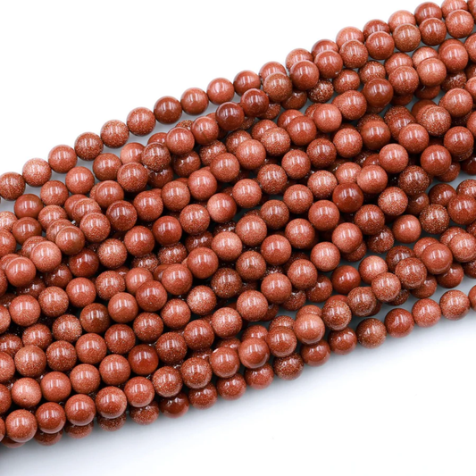 Goldstone 8mm Round Loose Beads ±46pcs