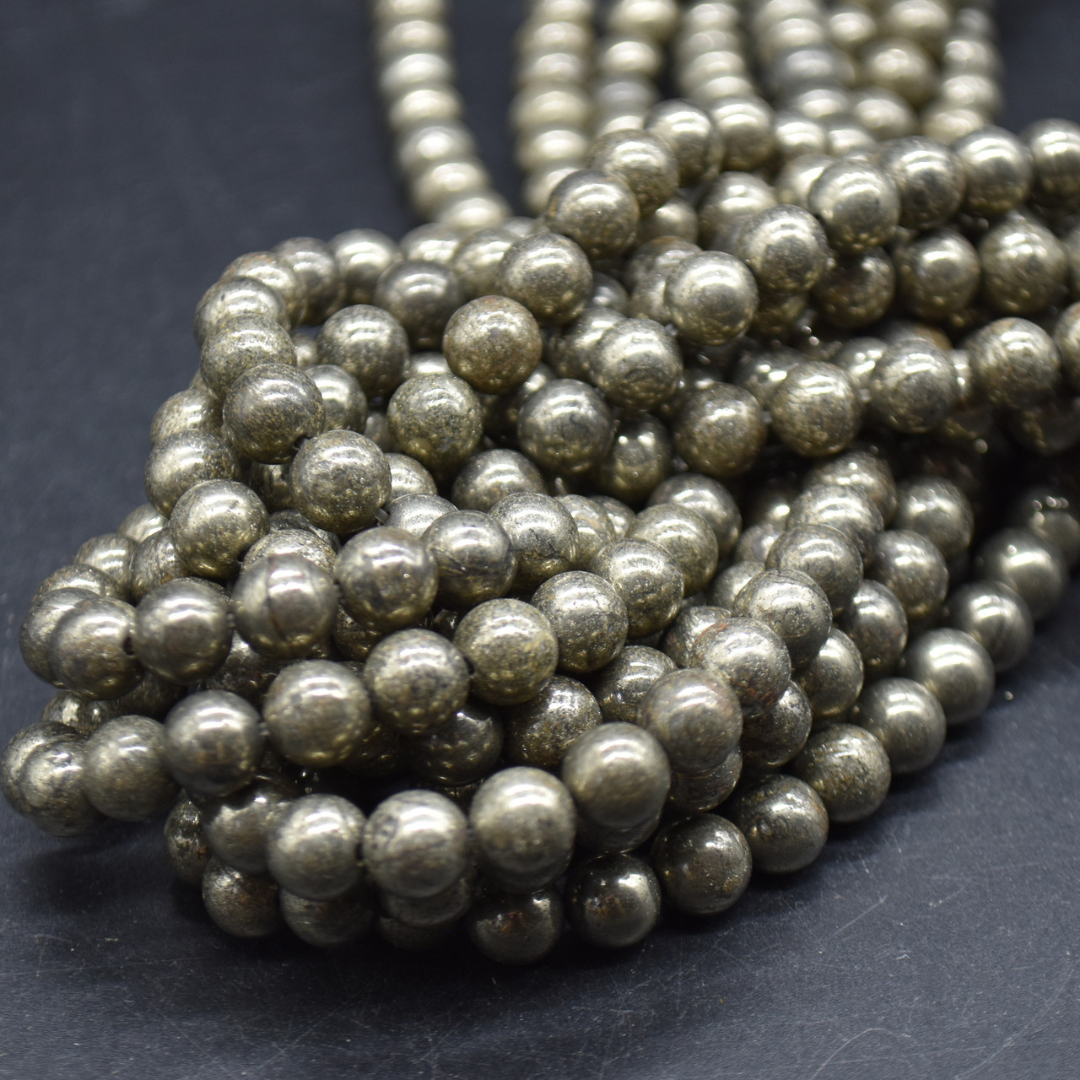 Pyrite 8mm Round Loose Beads ±46pcs
