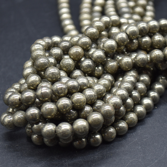 Pyrite 8mm Round Loose Beads ±46pcs