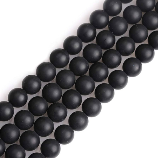 Black Agate (Matte) 8mm Round Loose Beads ±46pcs