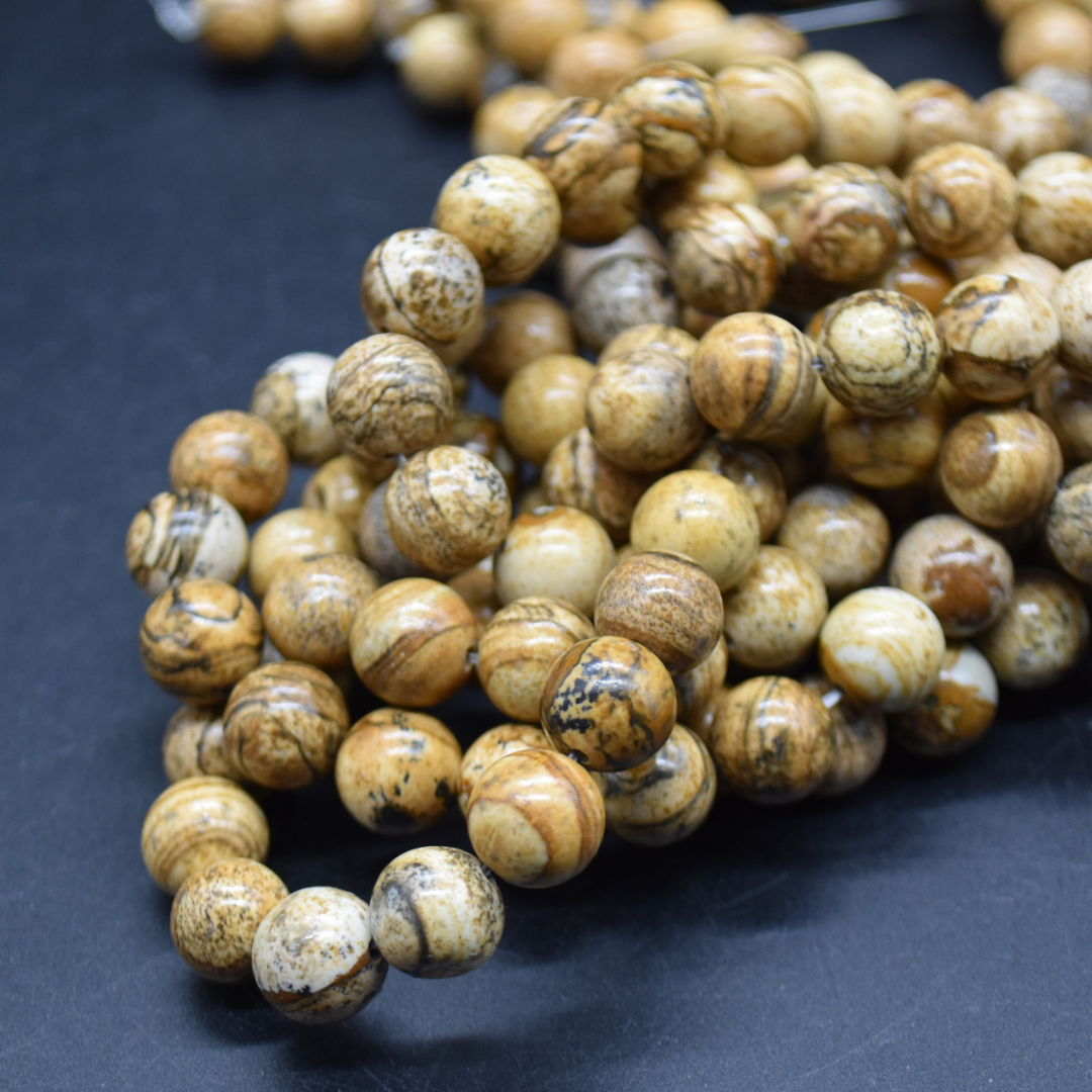 Picture Jasper 8mm Round Loose Beads ±46pcs