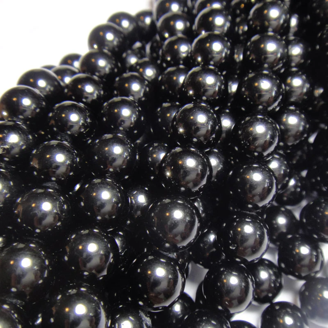 Black Tourmaline 8mm Round Loose Beads ±46pcs