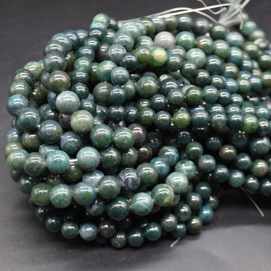 Moss Agate 8mm Round Loose Beads ±46pcs