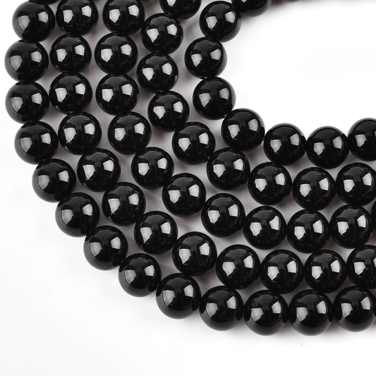 Black Onyx 8mm Round Loose Beads ±46pcs