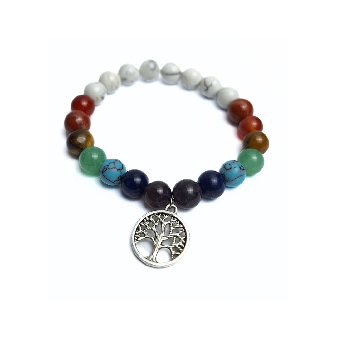 Chakra Bracelet 4 w/Tree (Howlite)