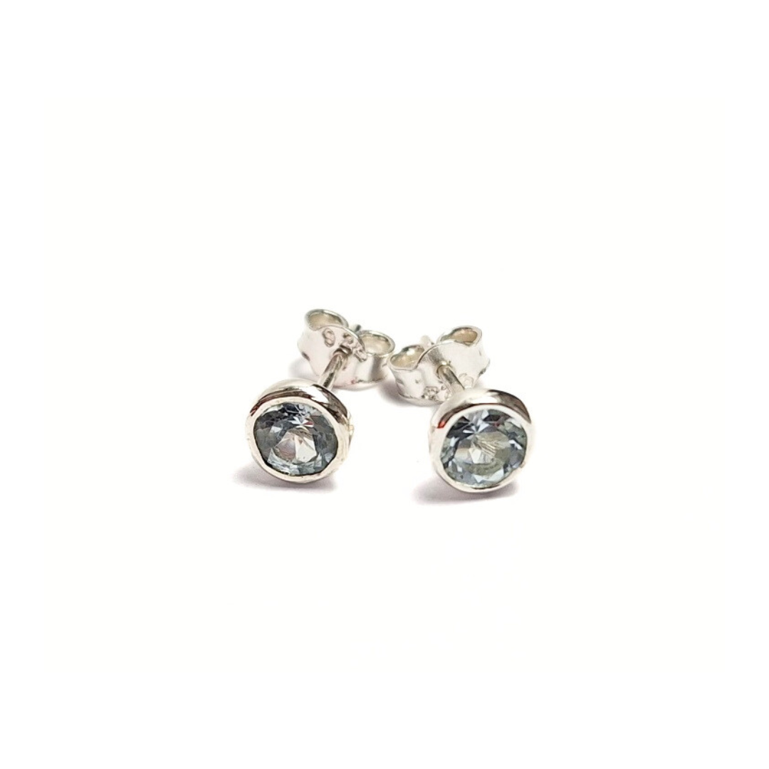 Blue Topaz 5mm Studs |Silver