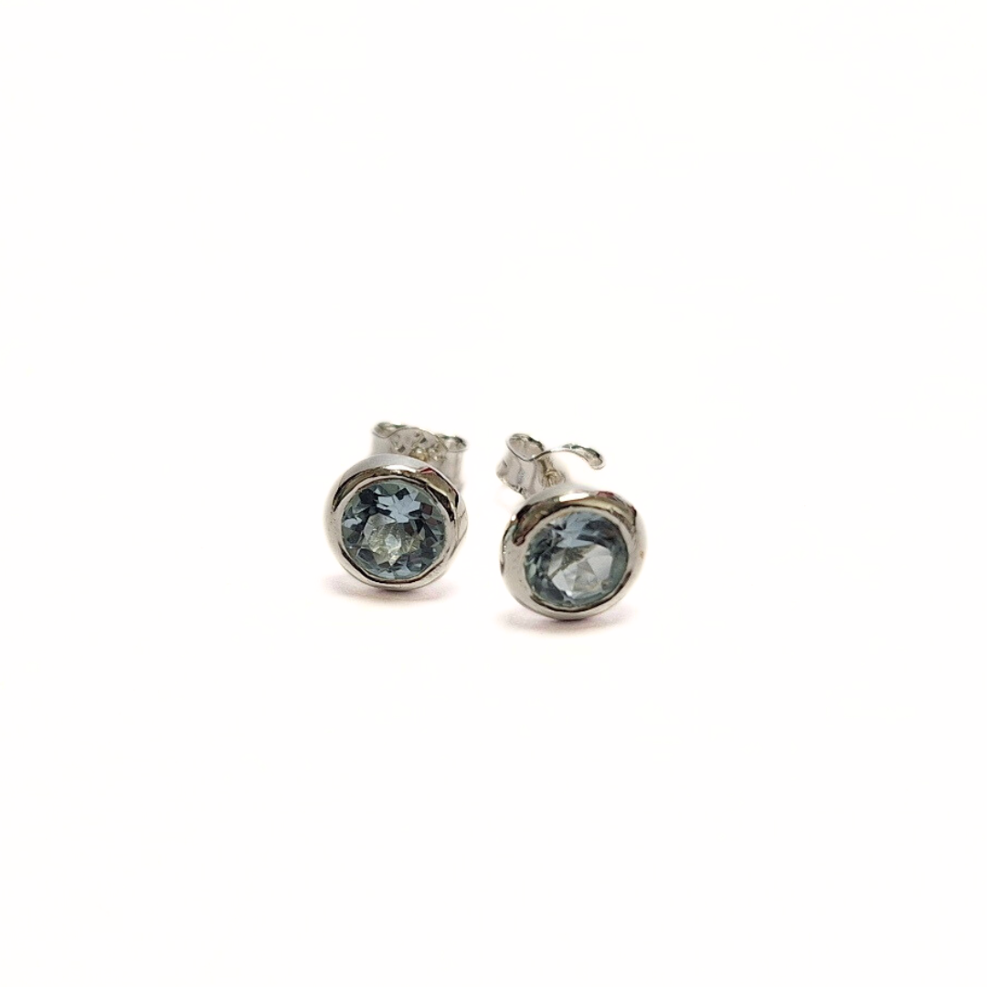 Blue Topaz 5mm Studs |Silver