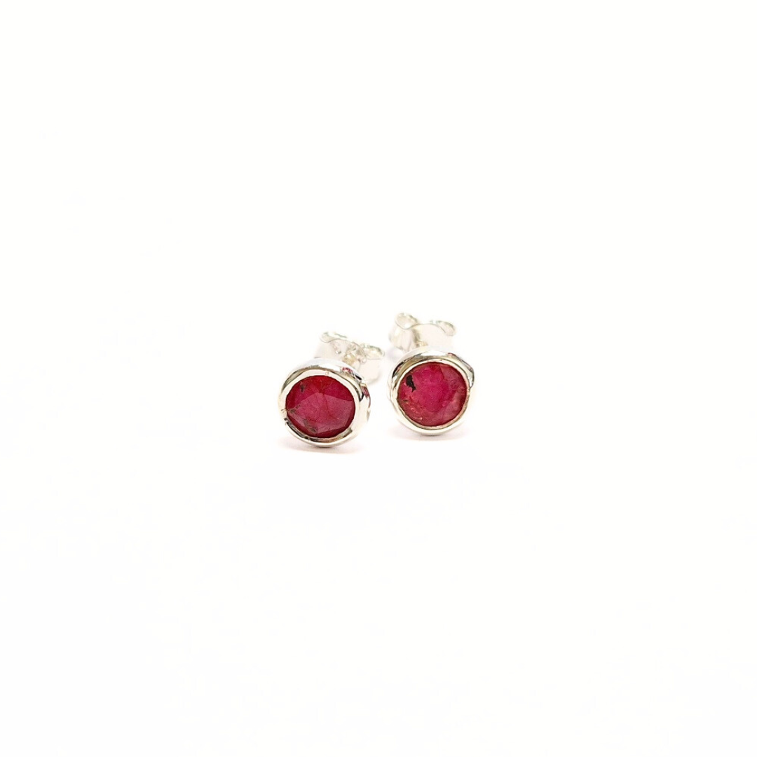 Ruby 5mm Studs |Silver