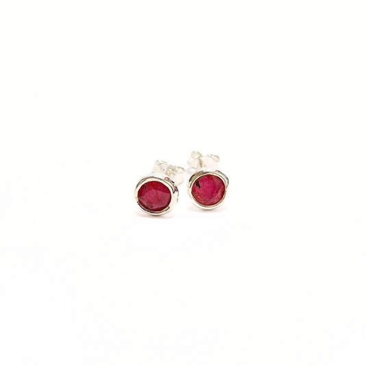 Ruby 5mm Studs |Silver