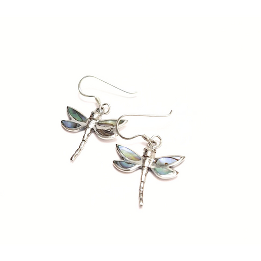 Abalone Dragonfly Drop Earrings