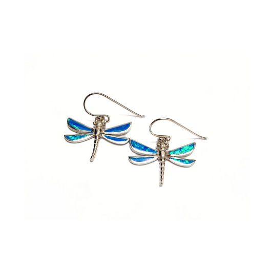Blue Opal DragonFly Earrings
